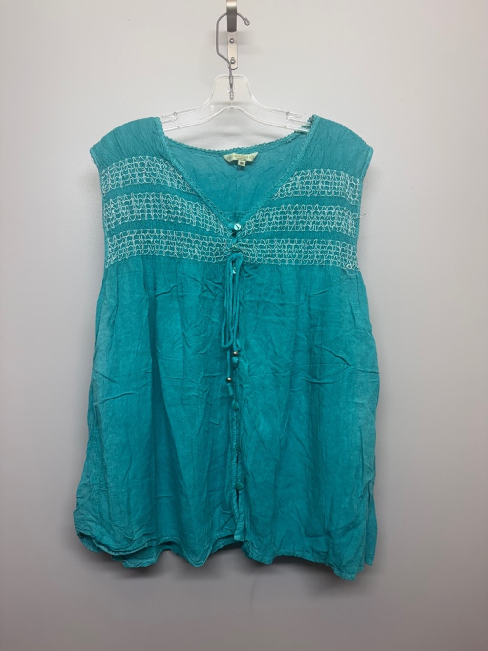 Ananda Collection Women's Teal Embroidered Blouse